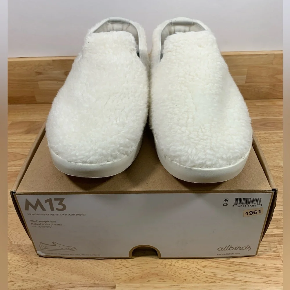 NEW Wool Lounger Fluff‎ Mens 13 Natural White Cream Merino Wool MF1MAWW130